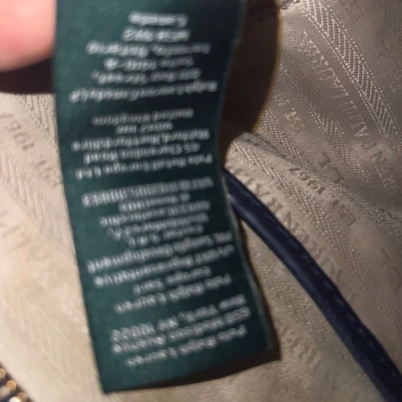 EUC Ralph Lauren Leather Colorblock Purse in green, navy, and cream - Picture 11 of 16